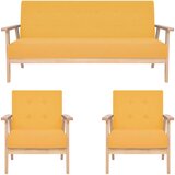 Komplet 3-dijelni set sofa od tkanine žuti Cijene