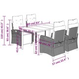  Vrtna garnitura - 5-dijelni vrtni blagovaonski set od poliratana s jastucima bež - Dužina stola 160 cm Okrugla noga 4 | shoptok.hr