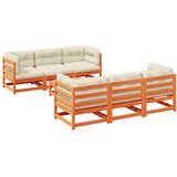  7-dijelni set vrtnih sofa s jastucima voštano smeđi od borovine | shoptok.hr