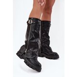Boto Insulated boots with turned collar buckle and silver zipper Black Armena Cijene