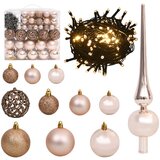 vidaXL 120-dijelni set božićnih kuglica s vrhom 300 LED rozo zlato | shoptok.hr