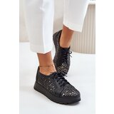 Zazoo 2973 Leather Platform Shoes With Cut-Out Design Black | Shoptok.si