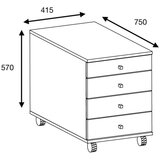 MID.YOU Predalnik Na Kolescih Lona Maxi, Bela, Barva Hrasta | Shoptok.si