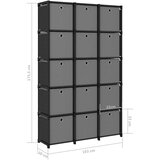 Police za izlaganje s 15 kutija crne 103x30x175,5 cm od tkanine | shoptok.hr
