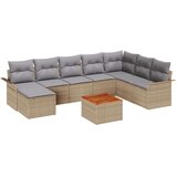  9-dijelni vrtni set sofa s jastučićima bež poli ratan akacija 2-sjedalna vrtna sofa s odlaganjem i jastučićima bež poli ratan | shoptok.hr