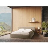 Makamii Svetlo rjava oblazinjena zakonska postelja s prostorom za shranjevanje z letvenim dnom 140x200 cm Kiana – | Shoptok.si