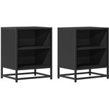  Noćni ormarići 2 kom crni 40x31x50 cm Konstruirano drvo i metal | shoptok.hr