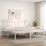 Krevet za starije s uzglavljem bijeli 200x200 cm masivnog drva | shoptok.hr