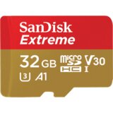 Sandisk Memorijska kartica Extreme microSDHC 32GB + SD Adapter + RescuePRO Deluxe 100MB/s A1 C10 V30 UHS-I U3 | Eponuda.com