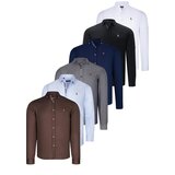 Dewberry SIX SET G674 MENS SHIRTS-BLACK-WHITE-NAVY BLUE-LIGHT BLUE-EARTH-SMOKED Cijene