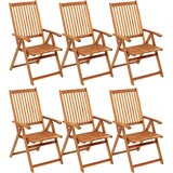  Sklopive stolice 6 kom s jastucima od punog bagremovog drveta Bež 120 x 50 x 3 cm | shoptok.hr