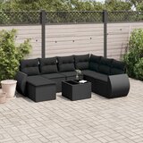 Maison Chic Seti vrtnega pohištva - Vrtna garnitura - Vrtni pohištvo set 8-delna z blazinami črn poli ratan, (21799164) | Shoptok.si