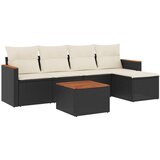  6-dijelni set vrtnih sofa s jastucima crni od poliratana Crna 61.5 x 62 x 69 cm | shoptok.hr