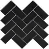  Pločica riblja kost 10 pcs Crna 30 x 30 cm Poliuretan i PET | shoptok.hr
