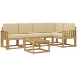  Set vanjskih sofa 6 kom. Bijela i bež Čvrsto drvo akacije | shoptok.hr