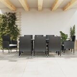 vidaXL 9-dijelni vrtni blagovaonski set crni od poliratana i čelika | shoptok.hr