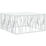 Maison Chic Klubska mizica - kavna mizica - Nizka mizica srebrna 100x100x50 cm nerjaveče jeklo in steklo, (21752578) | Shoptok.si