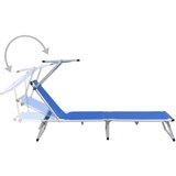  Sklopive ležaljke s krovom 2 kom. aluminij i tekstil plave boje | shoptok.hr