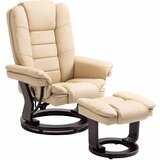 HOMCOM Komplet naslanjača Relax s podnožnikom, vrtljiv za 360°, z naslonom za glavo in nasloni za roke, bež, (20710941) Cene