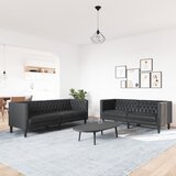  Chesterfield garnitura od 2 dijela, crna, umjetna koža | shoptok.hr