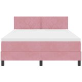  LED Box Spring Krevet Ružičasta 140 x 200 cm Baršun | shoptok.hr
