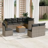 Maison Chic Seti vrtnega pohištva - Vrtna garnitura - Vrtni pohištvo set 9-delna z blazinami siv poli ratan, (21805245) | Shoptok.si
