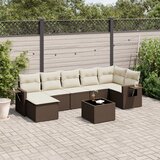  8-dijelni set vrtnih sofa s jastucima smeđi od poliratana | shoptok.hr