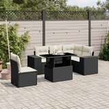 Maison Chic Seti vrtnega pohištva - Vrtna garnitura - Vrtni pohištvo set 6-delna z blazinami črna poli ratan, (21804245) | Shoptok.si