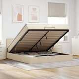 vidaXL Otomanski posteljni okvir z vzmetnico krem 200x200 cm blago, (21670802) | Shoptok.si