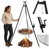 vrtni tripod roštilj s inox rešetkom 70 cm