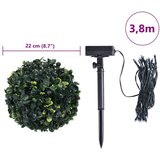vidaXL Umetni pušpani okrogli z LED lučmi 2 kosi zelene 22 cm | Shoptok.si