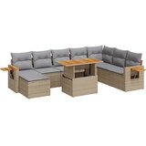  9-dijelni set vrtnih sofa s jastucima bež od poliratana bagrem | shoptok.hr