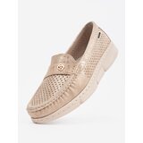 GOODIN Beige openwork loafers with a gold element | Shoptok.si