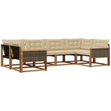 vidaXL Zunanja garnitura za sedenje z blazino 6 pcs Naravna in bež, (5000273092) | Shoptok.si