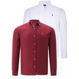 Dewberry DUAL SET G674 MENS SHIRT-WHITE-BURGUNDY | shoptok.hr