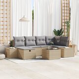 vidaXL 7-delna vrtna sofa set z blazinami Bež Poli ratan | Shoptok.si