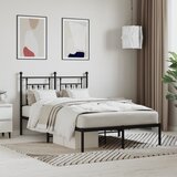 Maison Chic Kovinski Posteljni okvir - Dvoposteljna postelja - Zakonska postelja z vzglavjem črn 120x200 cm, (21693029) | Shoptok.si