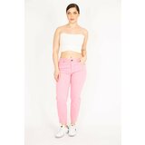 Şans Women's Pink Plus Size 5-Pocket Lycra Jeans. Cene