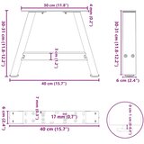  Noge za klubsko mizico v obliki črke A, 2 kosa, antracitne, 40 x (30-31) cm, jeklo, (22123709) | Shoptok.si
