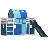 Krevet na kat s toboganom i zavjesama plavi 90 x 200 cm | shoptok.hr