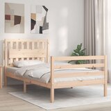 The Living Store Posteljni okvir z vzglavjem 100x200 cm trden les - Posteljni Okvir, (21528246) Cene