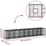  Gabionski uzdignuti krevet 2 pcs Srebrno 340 x 60 x 55 cm | shoptok.hr