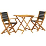  3-dijelni bistro set od polipropilen i masivnog drva crni | shoptok.hr