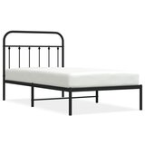 The Living Store Kovinski posteljni okvir z vzglavjem črn 100x190 cm - Posteljni Okvir, (21523617) | Shoptok.si