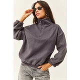 Olalook Women's Smoky Zipper High Neck Fleece Sweater