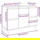 vidaXL Kopalniška omarica betonsko siva 80x33x60 cm inženirski les | Shoptok.si