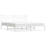 The Living Store Kovinski posteljni okvir z vzglavjem bel 200x200 cm - Posteljni Okvir, (21503664) | Shoptok.si