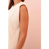 Kesi Włoski Women's set made of viscose with no sleeves and straight trousers light beige | Shoptok.si