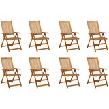  Sklopive stolice s jastucima 8 kom. Masivno bagremovo drvo Antracitno siva 120 x 50 x 3 cm | shoptok.hr