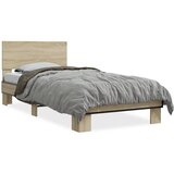 vidaXL Posteljni okvir sonoma hrast 75x190 cm inženirski les in kovina Cene